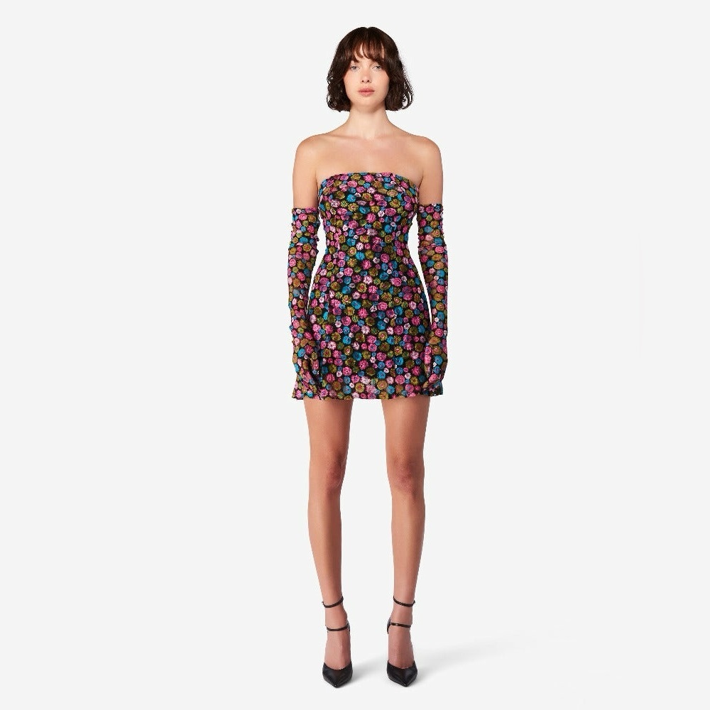 Miscreants London floral Cupid mini dress with gloves